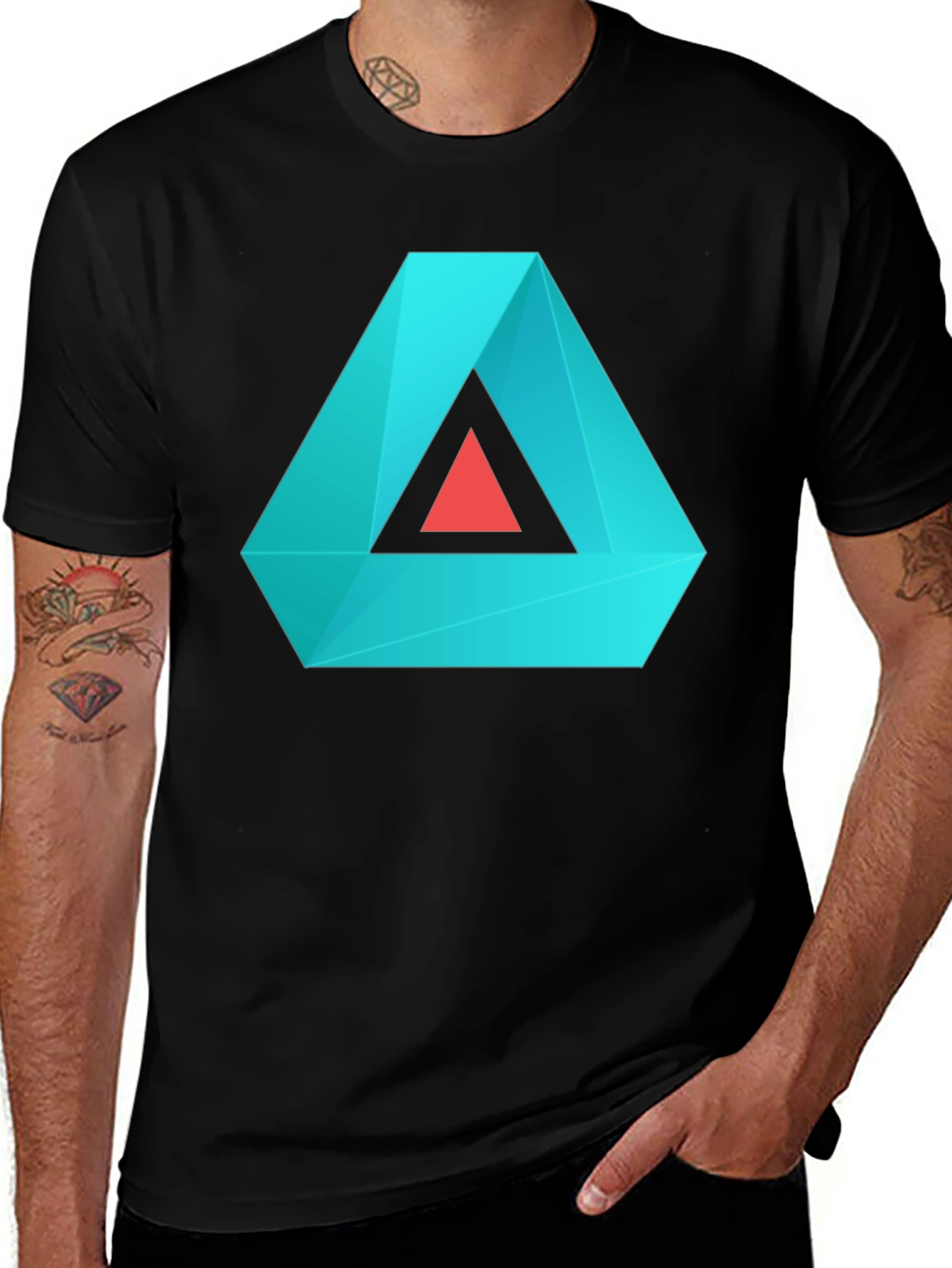 Geometric Triangle Graphic Tee - Modern Casual Style