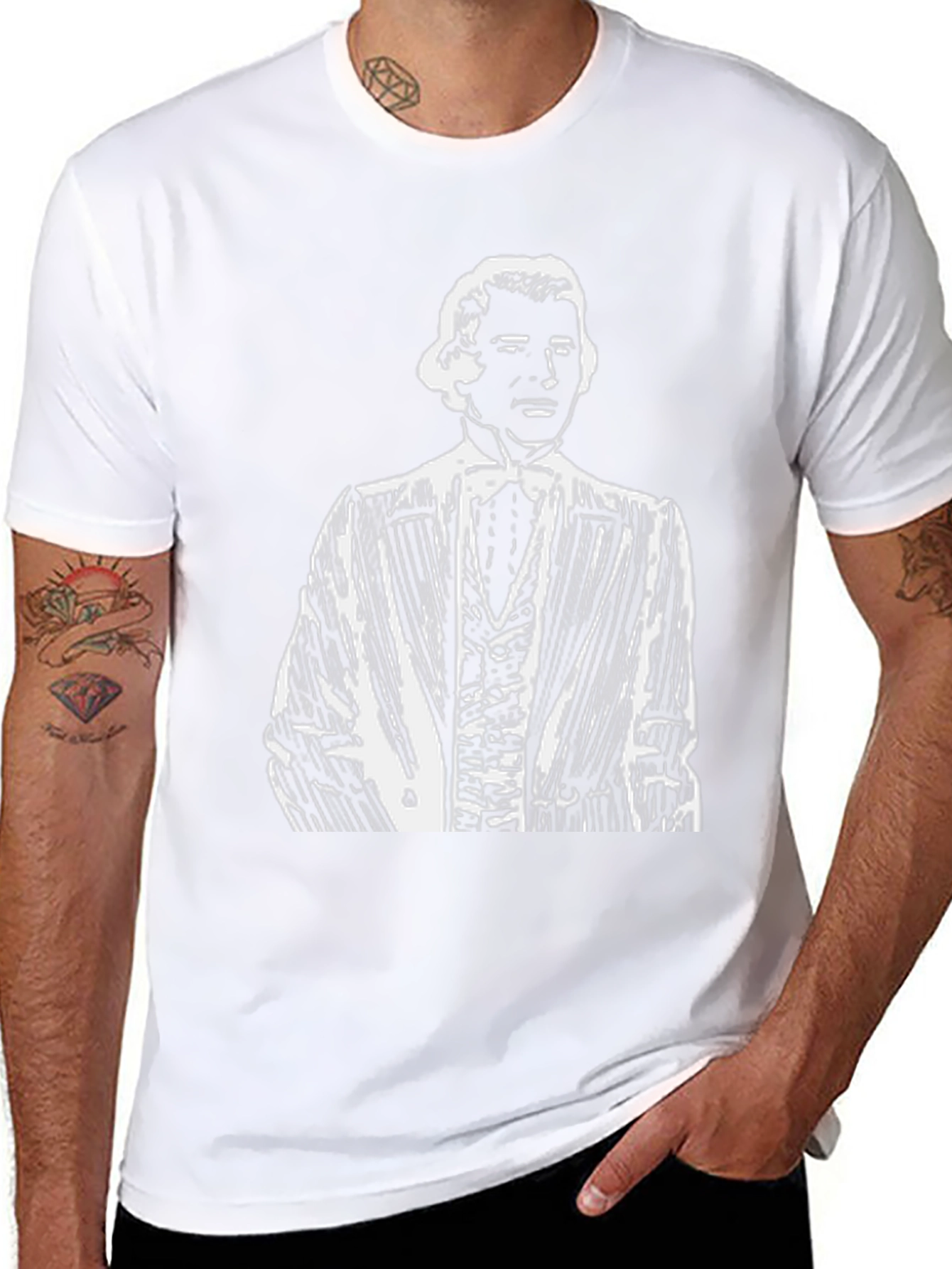 Gentleman Portrait Black T-Shirt - Classically Cool