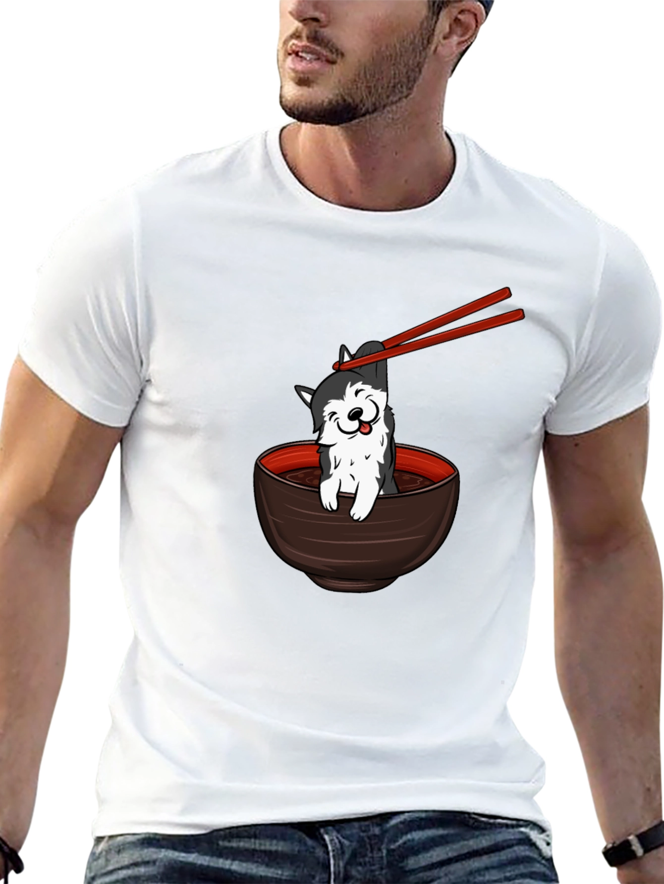 Husky Ramen Bowl Black T-Shirt