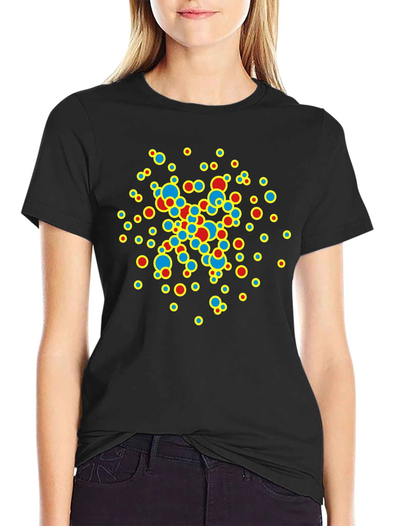 Abstract Circle Design Black T-Shirt