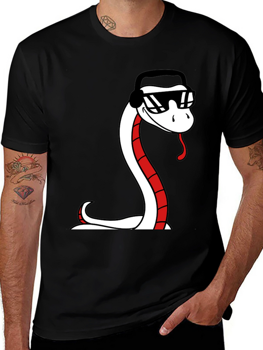 Cool Snake Graphic Tee - Black Cotton T-Shirt