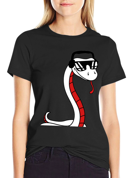 Cool Snake Graphic Tee - Black Cotton T-Shirt