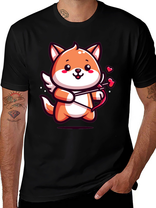Cute Cupid Fox Graphic Tee - Valentines Day Shirt