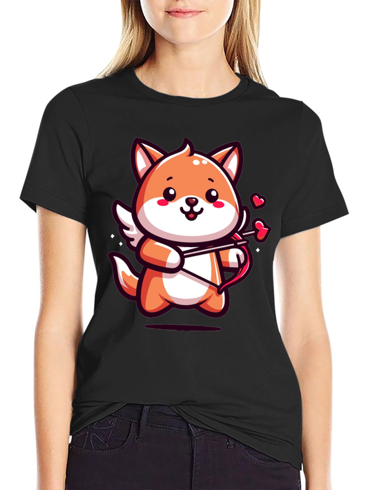 Cute Cupid Fox Graphic Tee - Valentines Day Shirt