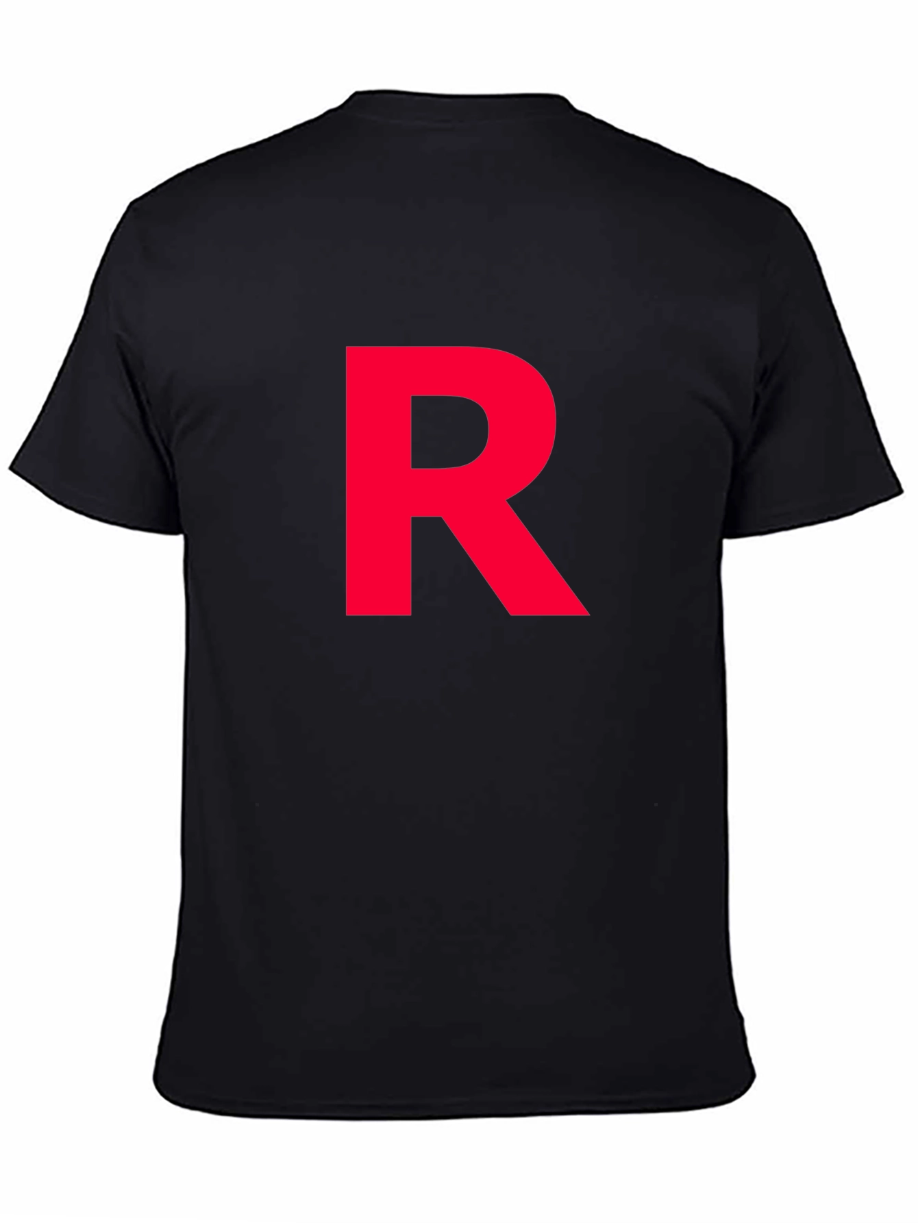 Red Letter R on Black Cotton T-Shirt