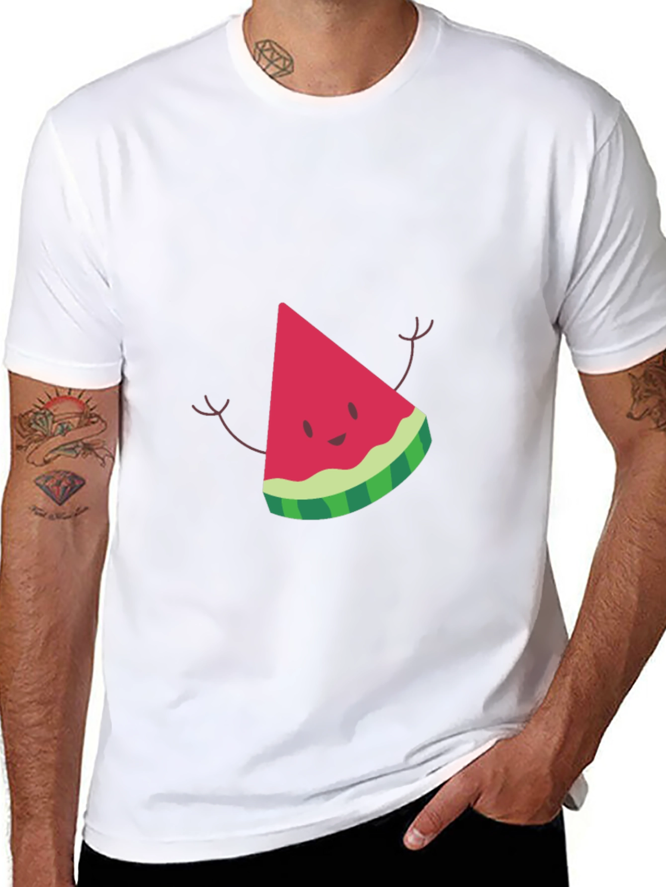 Watermelon Slice Graphic Black T-Shirt