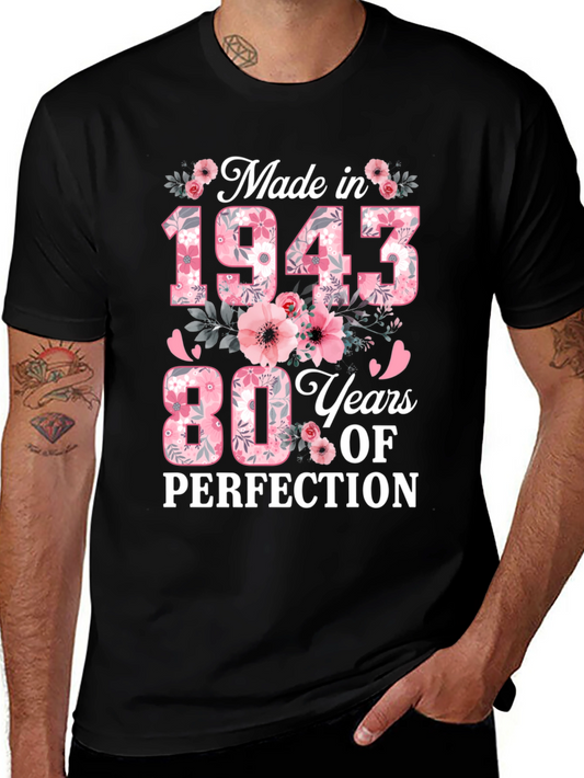 Made in 1943 80th Birthday Floral T-Shirt