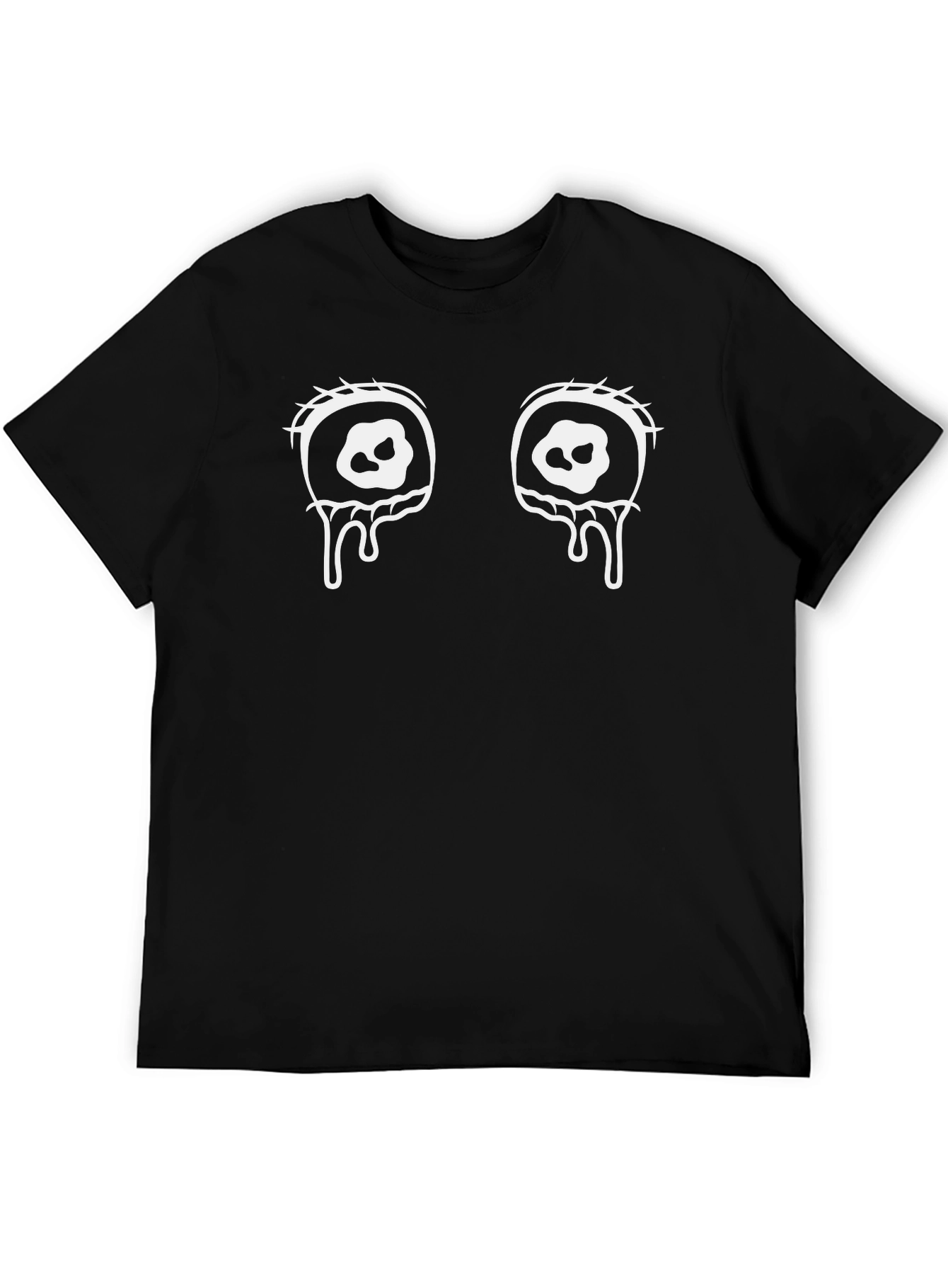 Mens Black T-Shirt with Spooky Eye Graphic