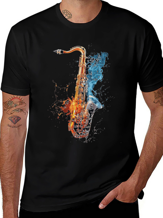 Fiery Saxophone Graphic Tee - Musicians Delight