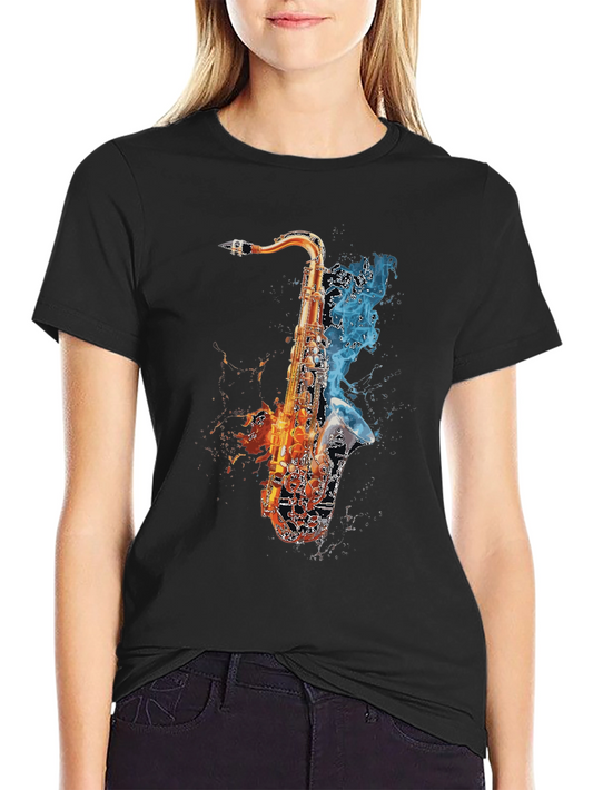 Fiery Saxophone Graphic Tee - Musicians Delight