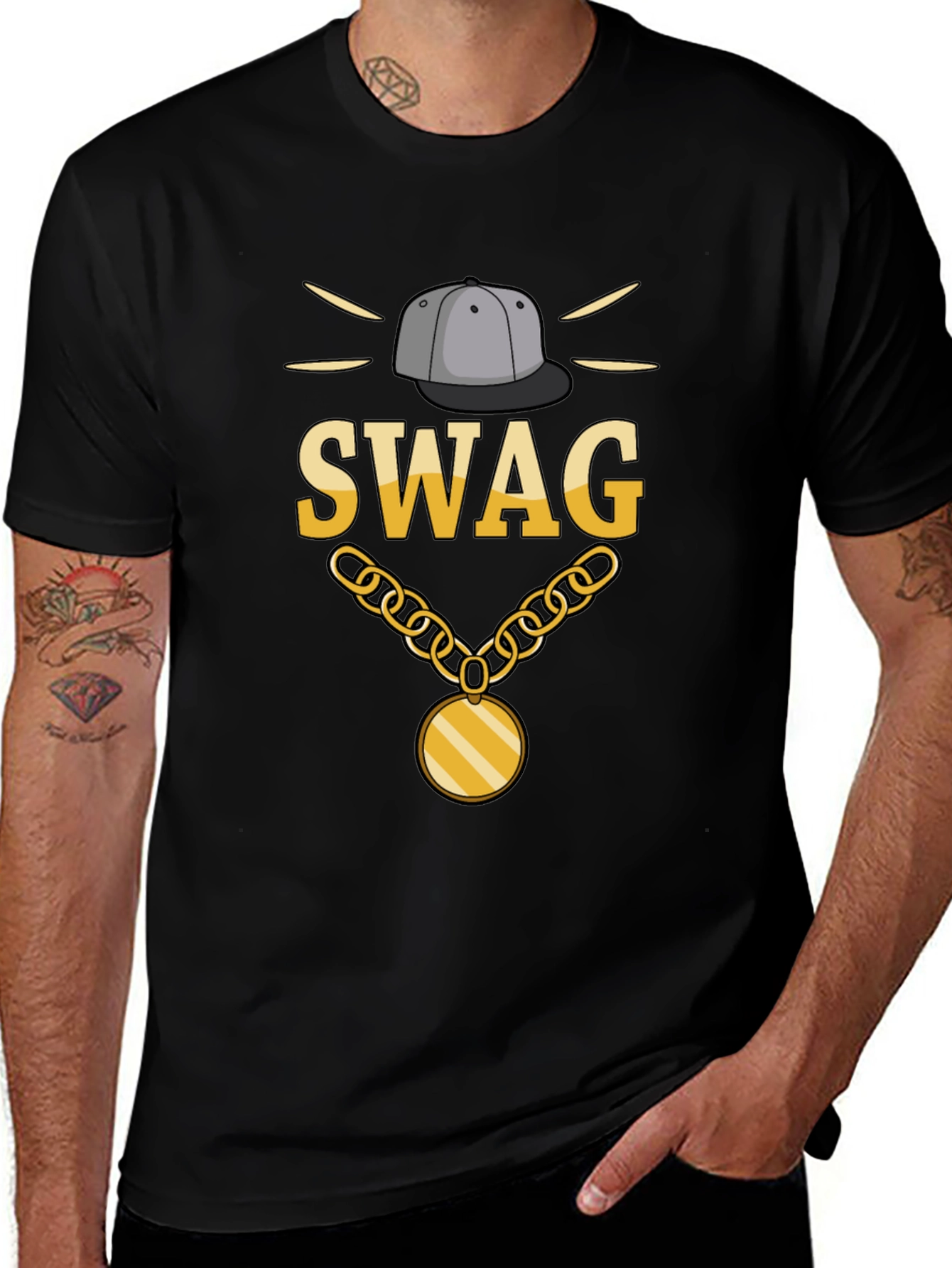 Swag Graphic Print Black T-Shirt
