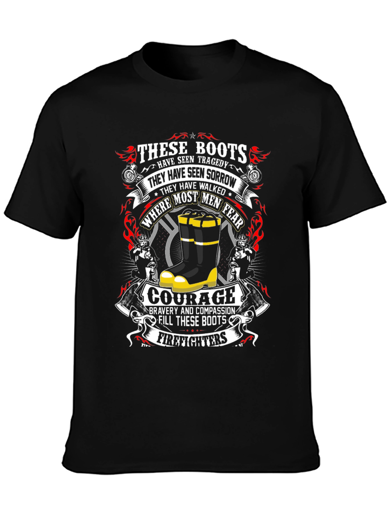 Firefighter Boots Graphic T-Shirt - Courage & Bravery