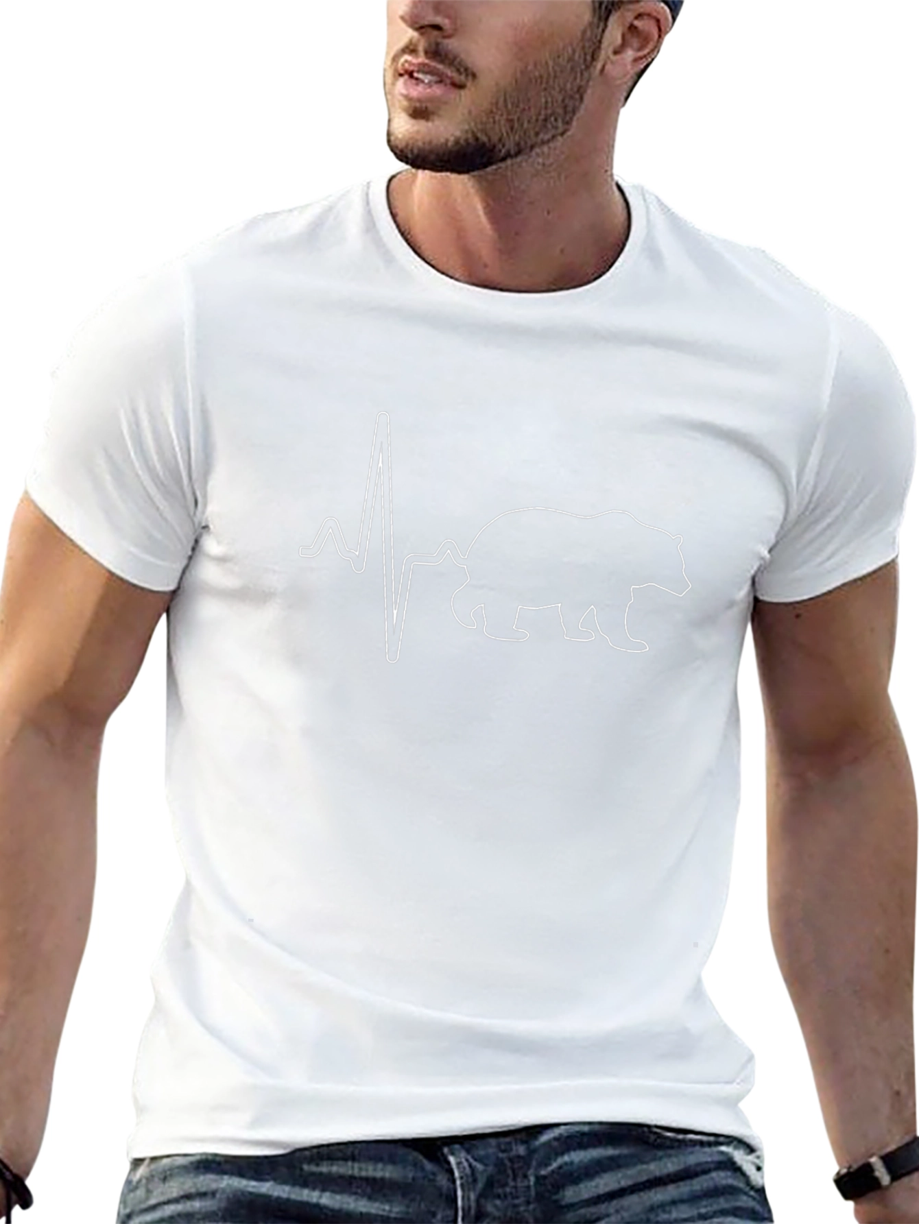 Bear Heartbeat Line Art T-Shirt