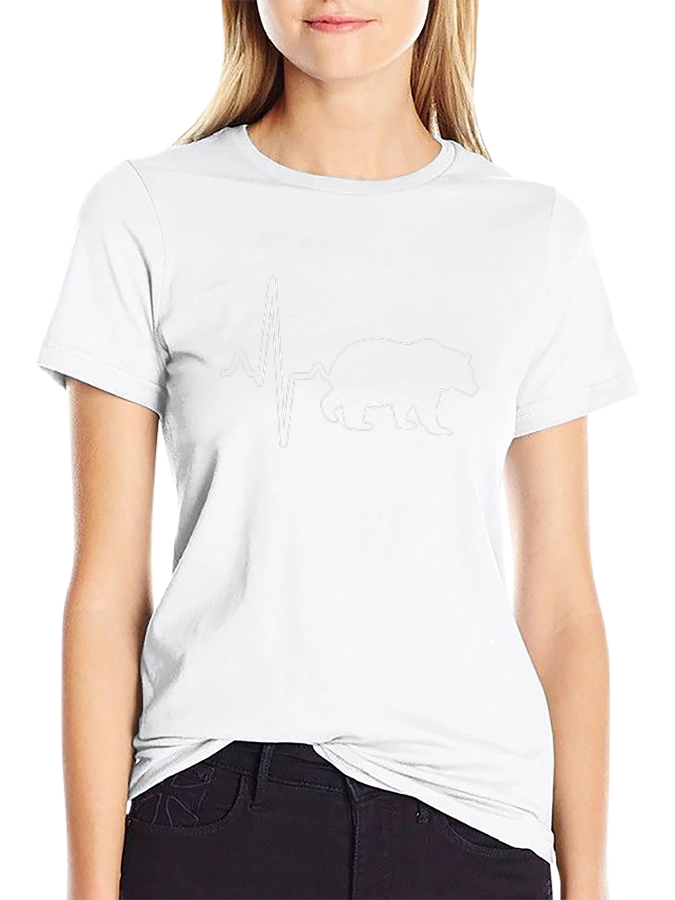 Bear Heartbeat Line Art T-Shirt