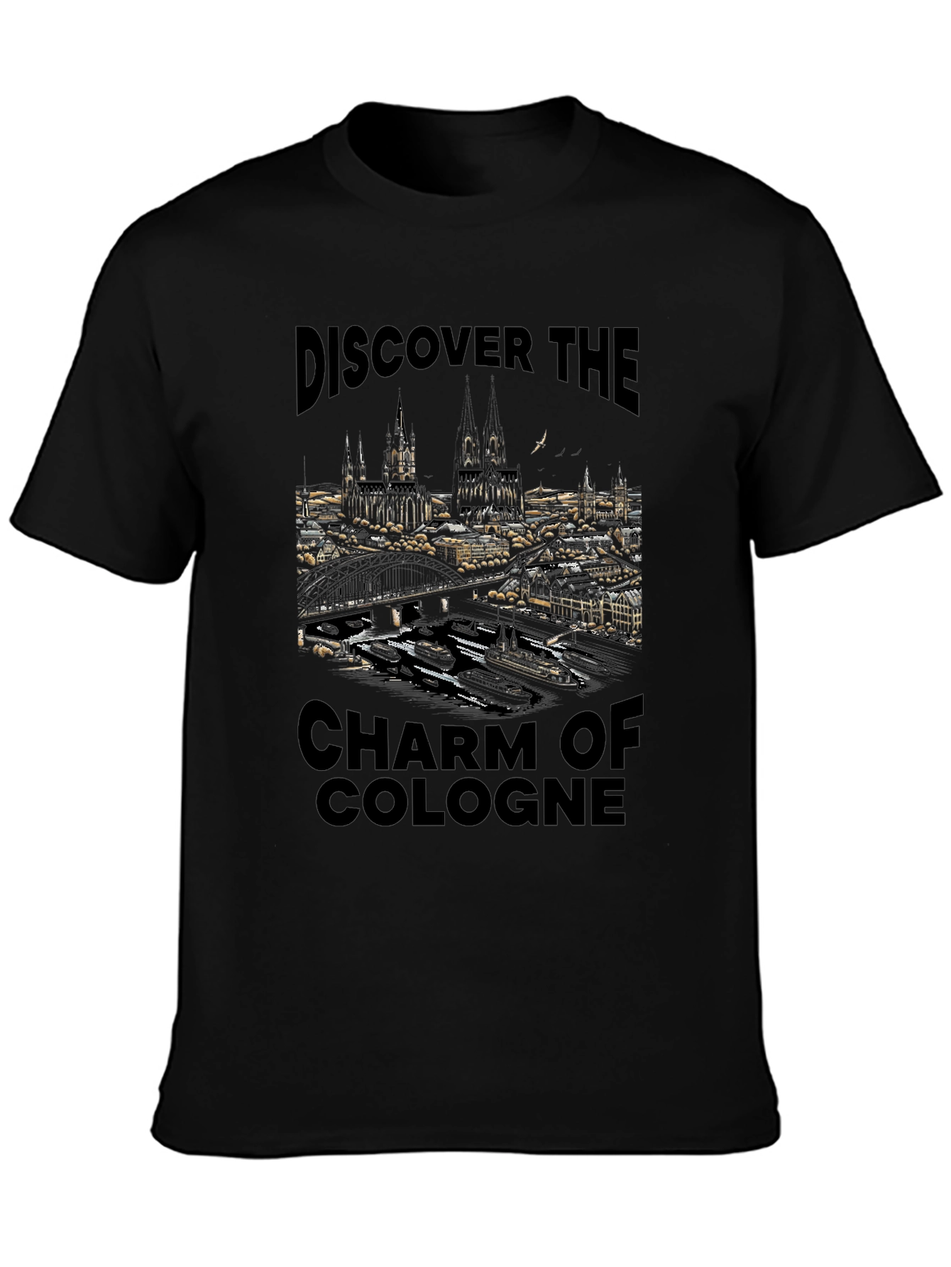 Discover the Charm of Cologne Black Graphic Tee