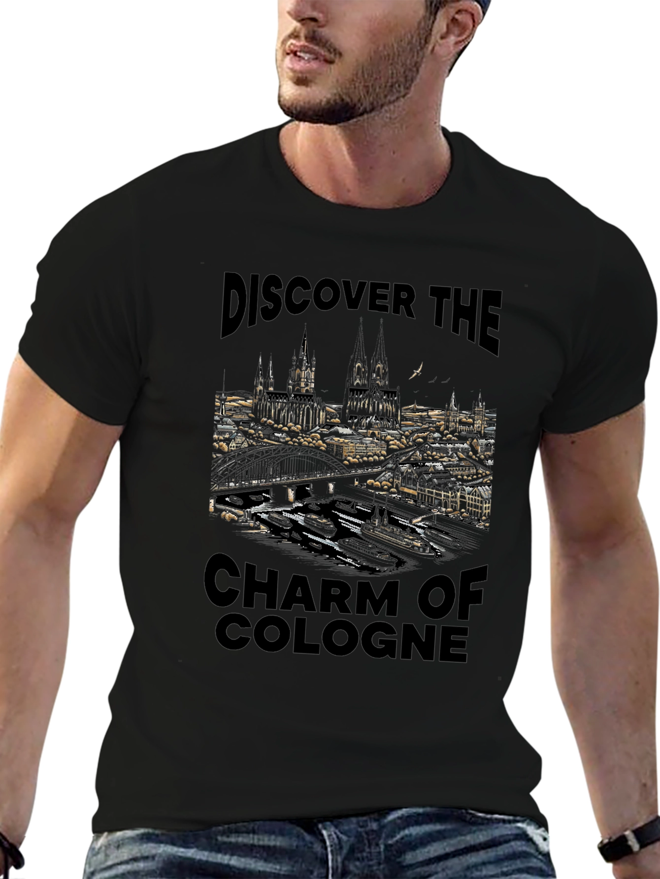 Discover the Charm of Cologne Black Graphic Tee