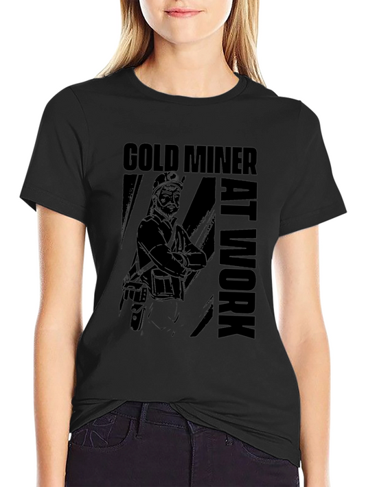 Gold Miner at Work Black T-Shirt