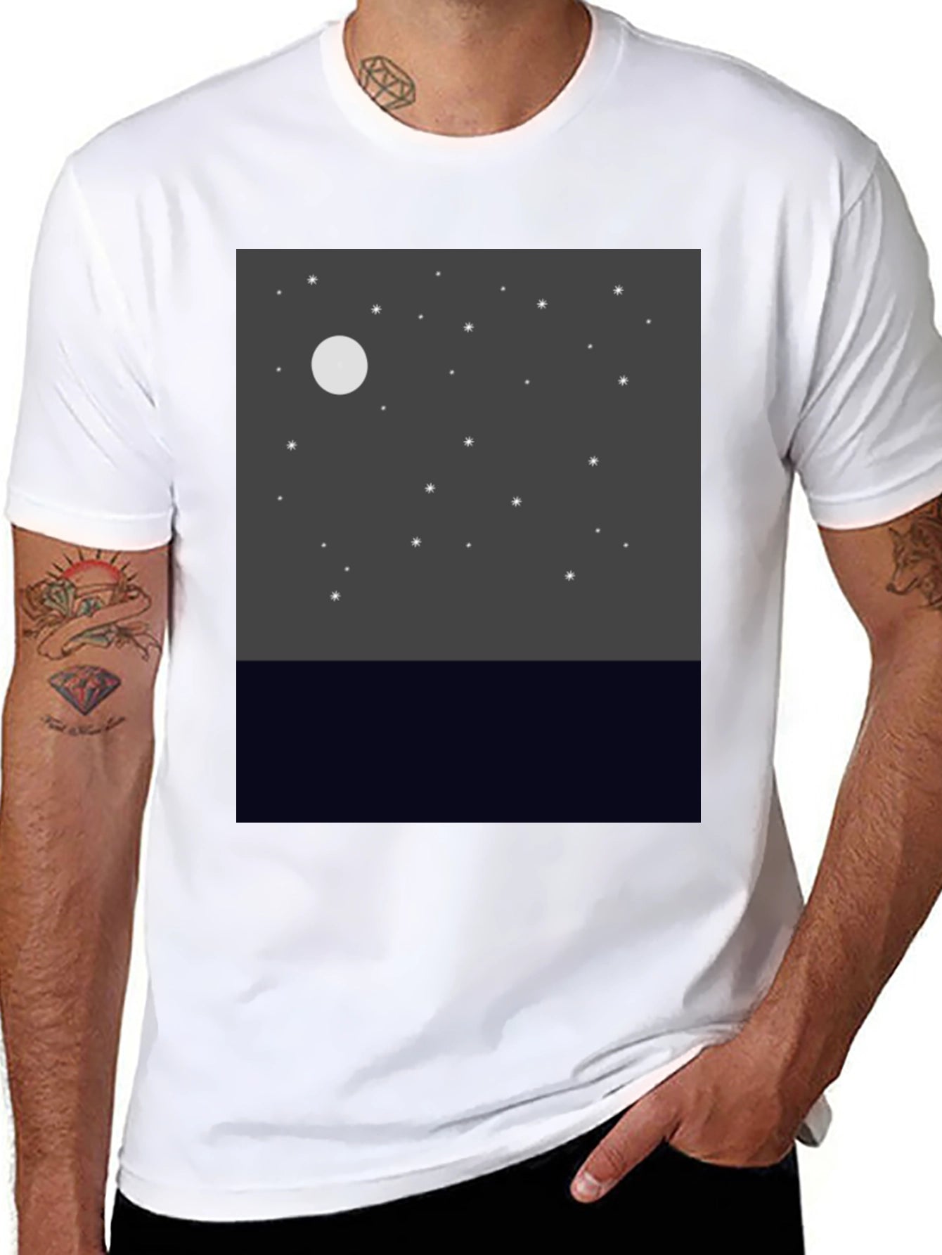 Night Sky Graphic Tee - Black Cotton Comfort