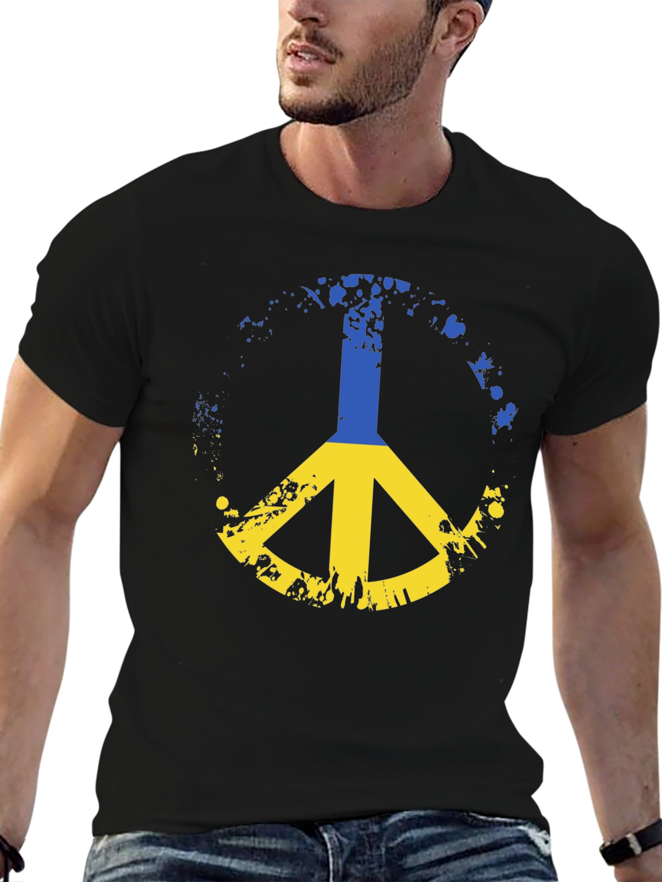 Ukraine Peace Sign Black T-Shirt