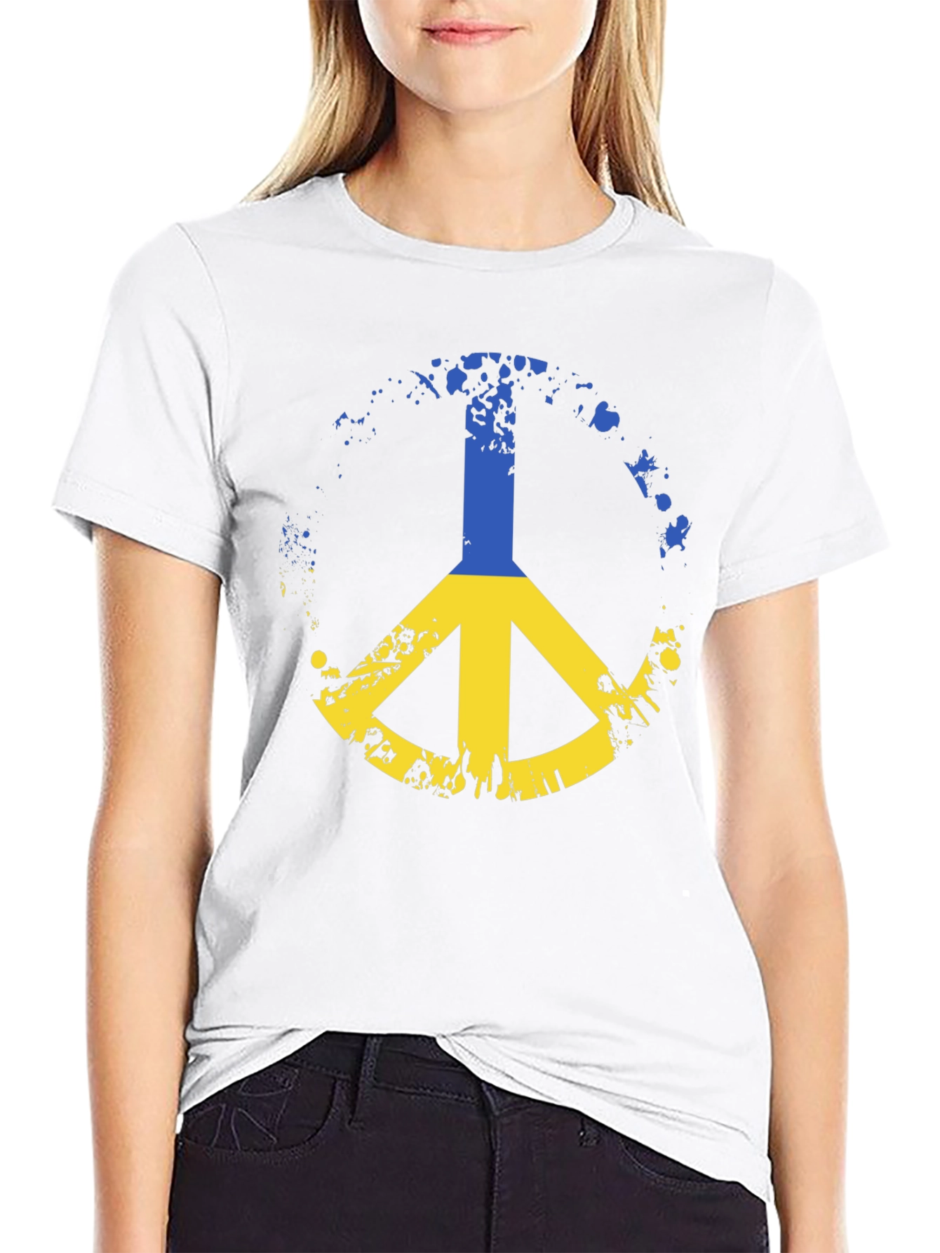 Ukraine Peace Sign Black T-Shirt
