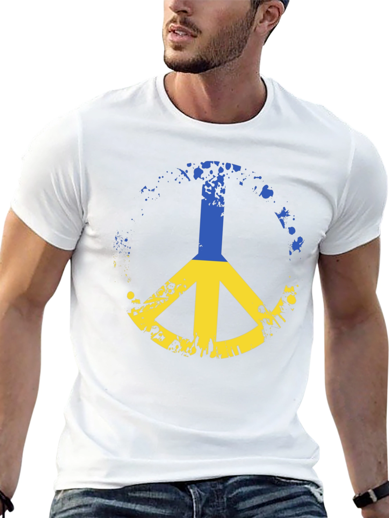 Ukraine Peace Sign Black T-Shirt
