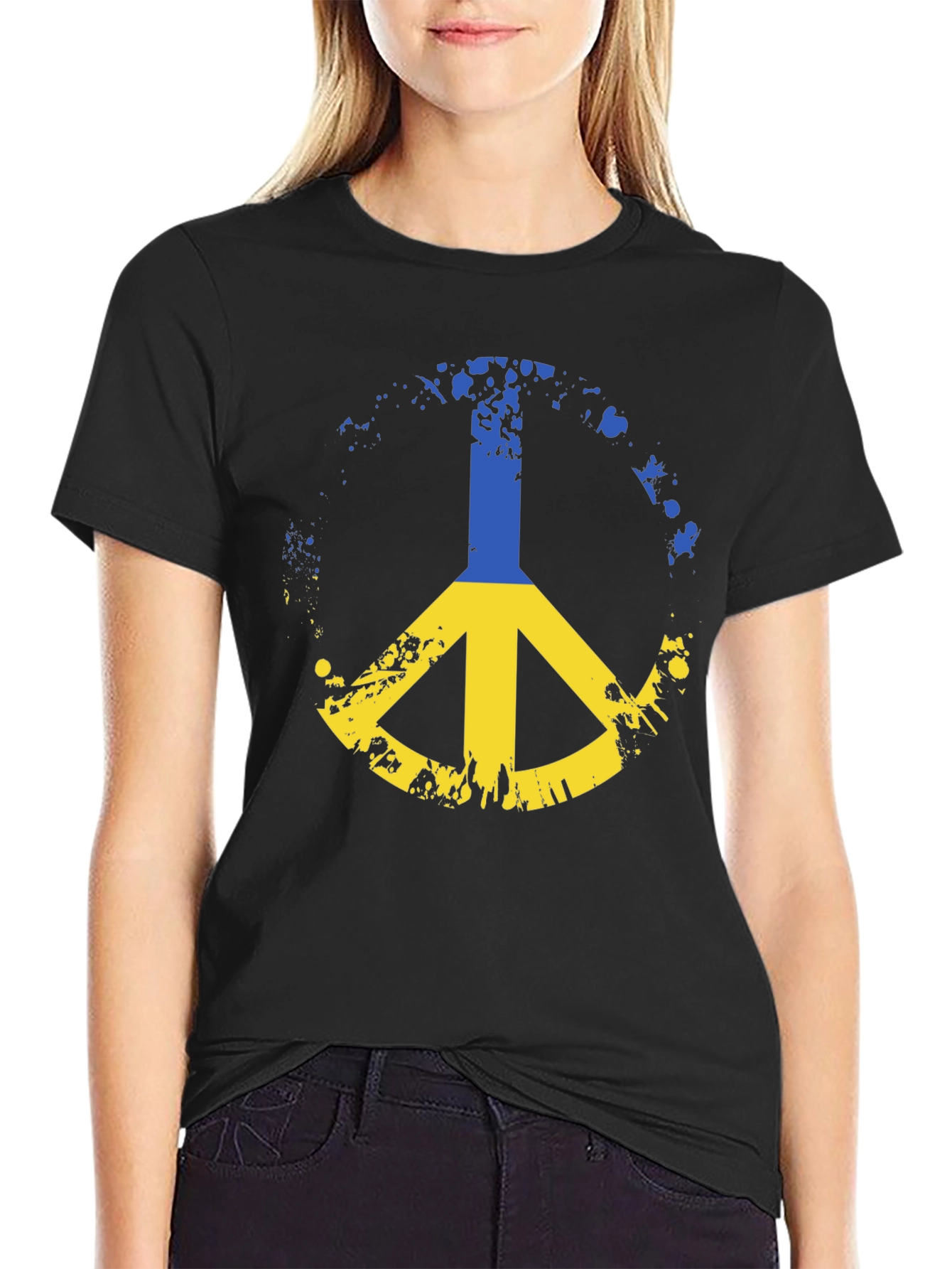 Ukraine Peace Sign Black T-Shirt