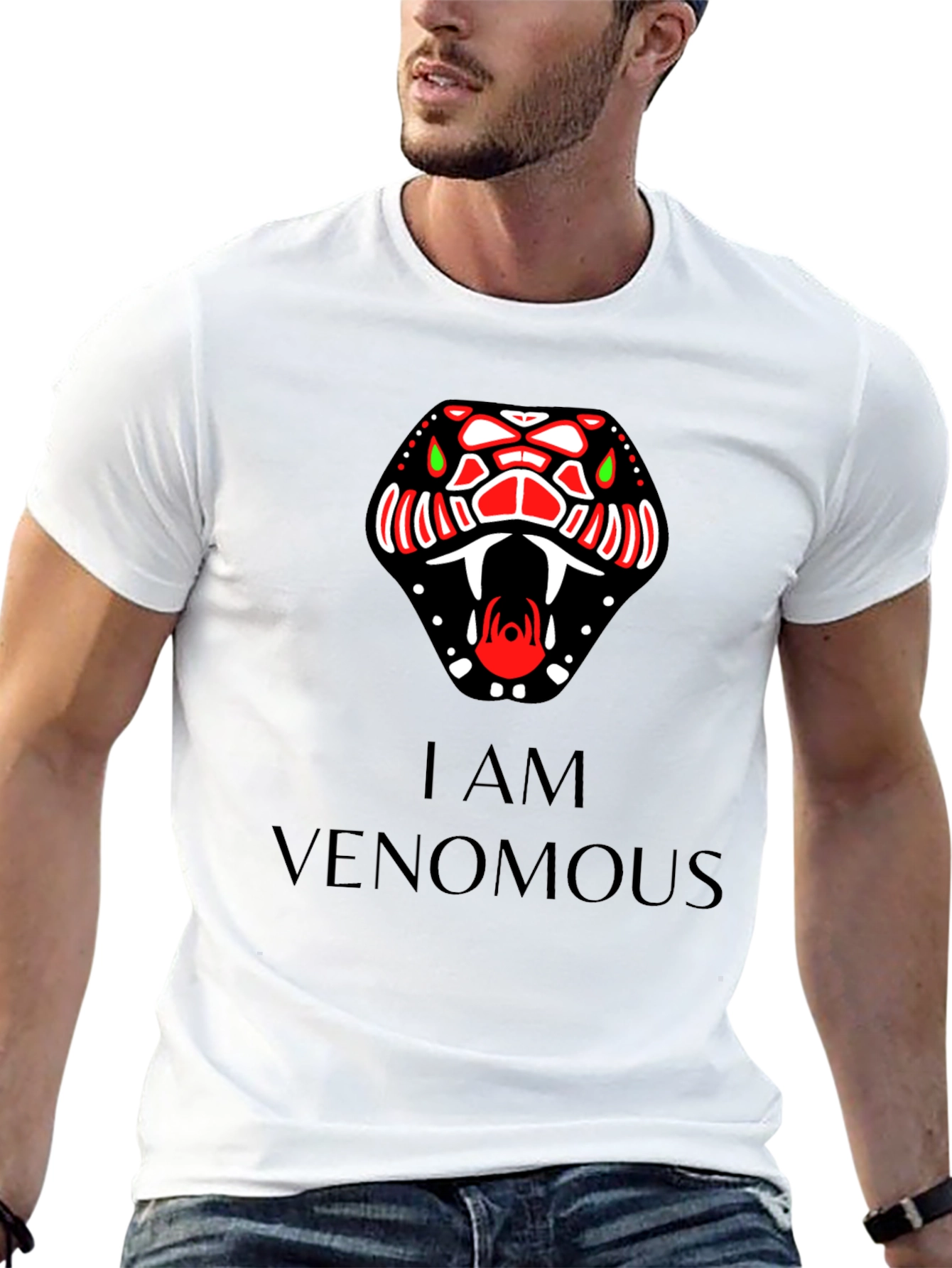 Venomous Snake Graphic Tee - Bold Black T-Shirt