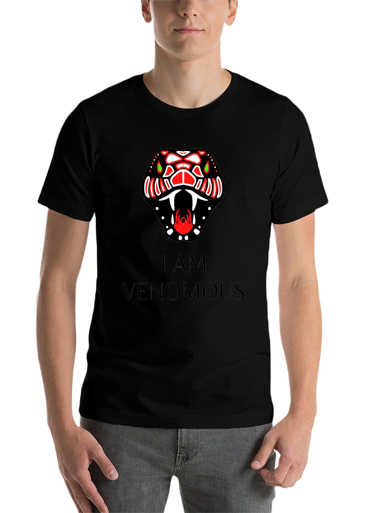 Venomous Snake Graphic Tee - Bold Black T-Shirt