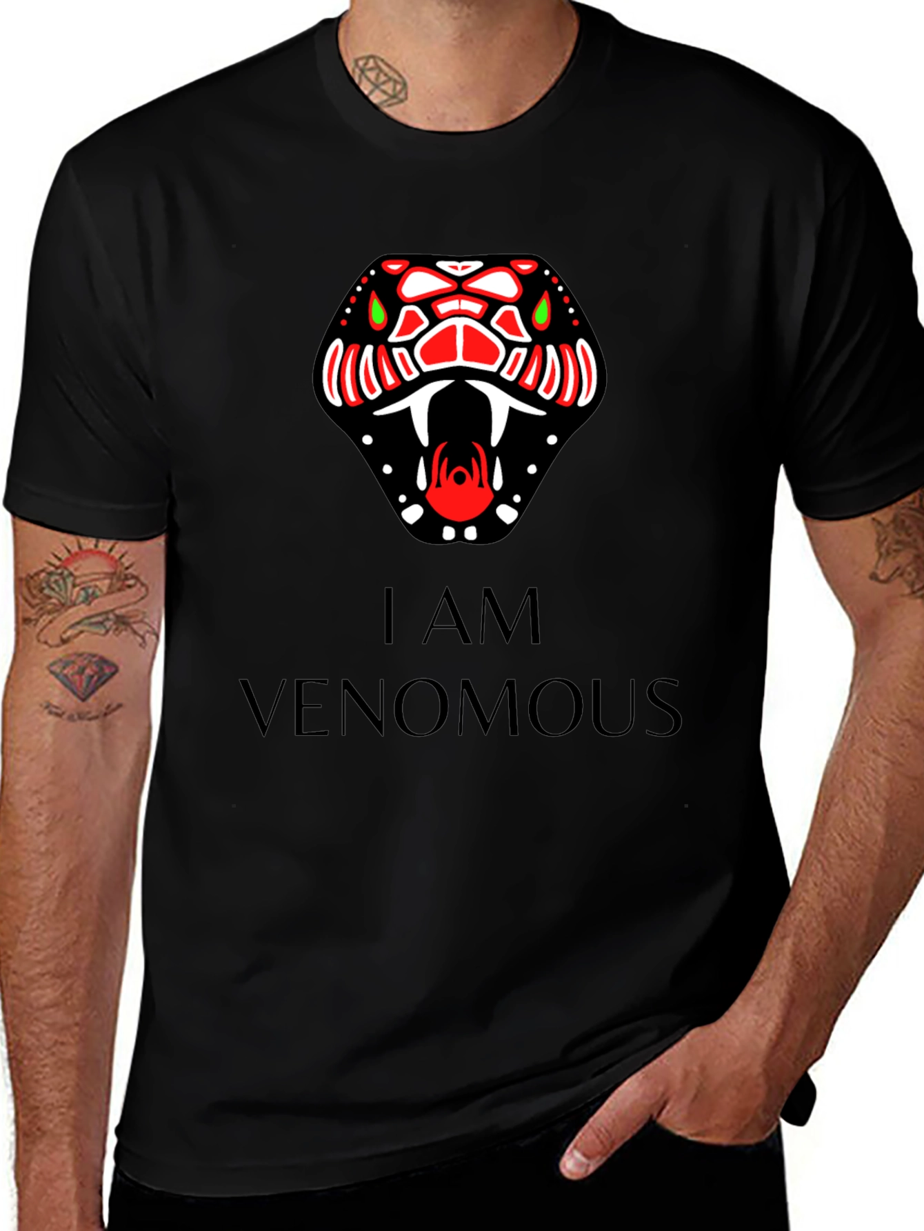 Venomous Snake Graphic Tee - Bold Black T-Shirt