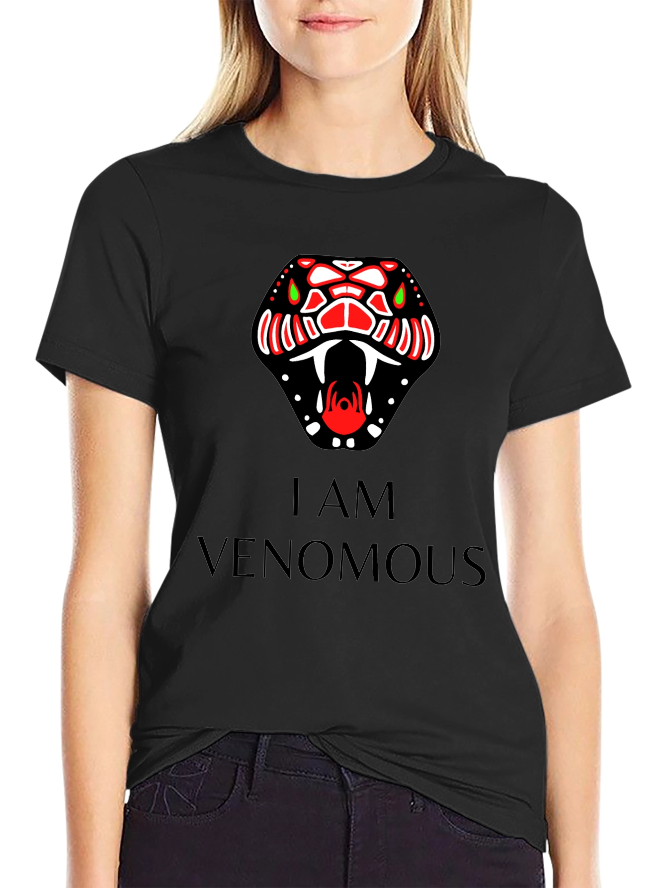 Venomous Snake Graphic Tee - Bold Black T-Shirt