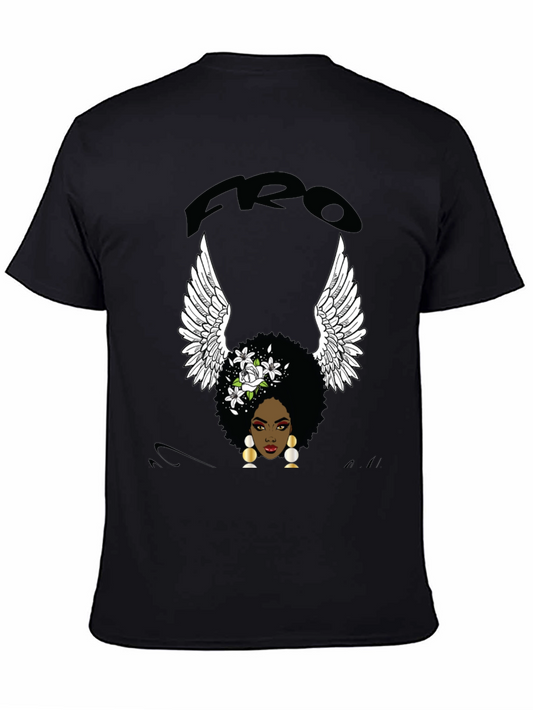 Fro Angel Black T-Shirt - Afro Woman Wings Graphic Tee