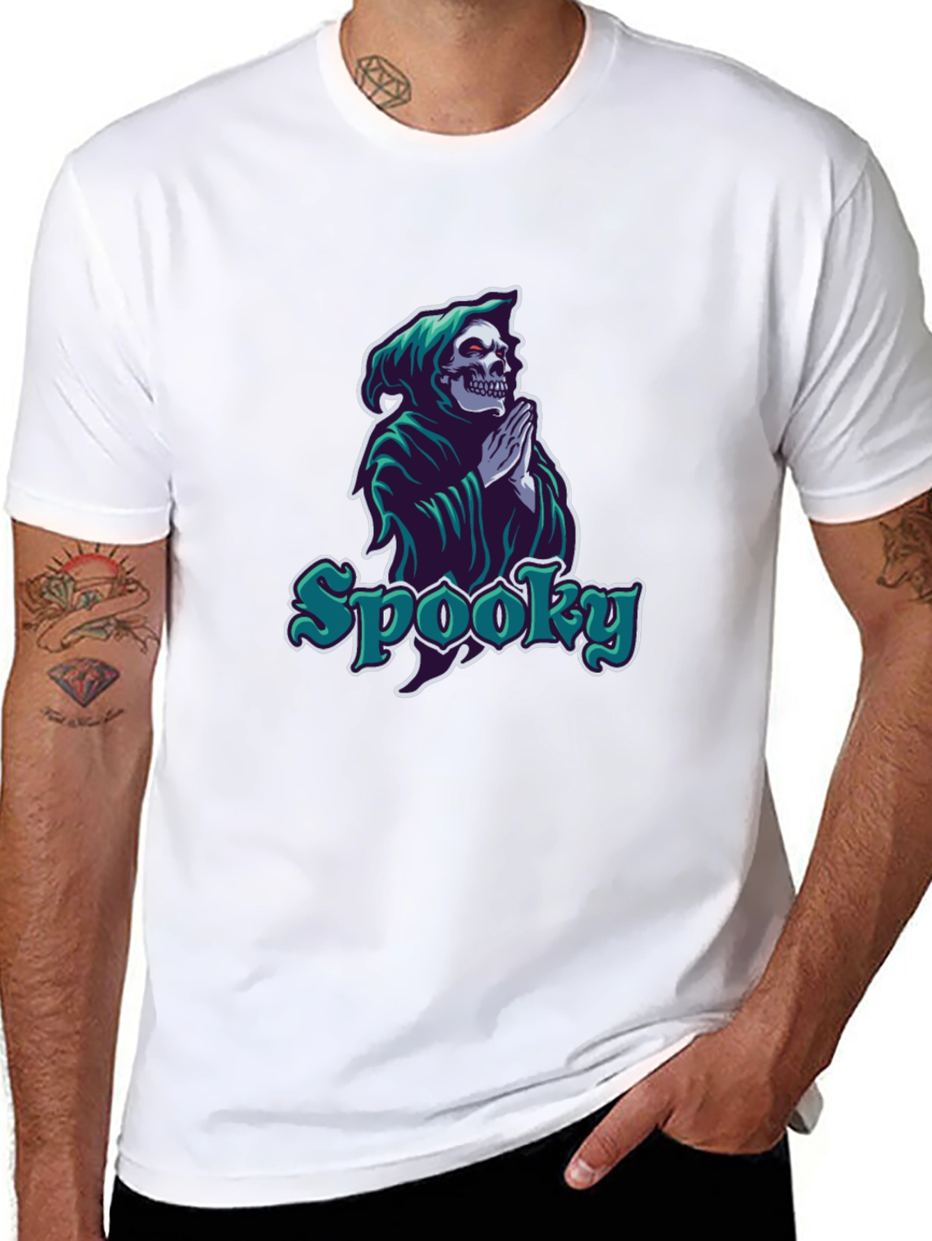 Spooky Skeleton Grim Reaper Graphic T-Shirt