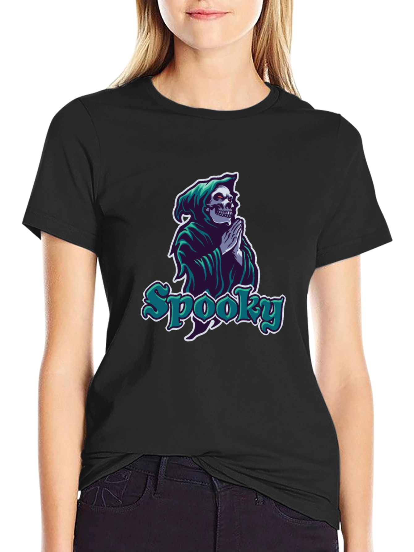 Spooky Skeleton Grim Reaper Graphic T-Shirt