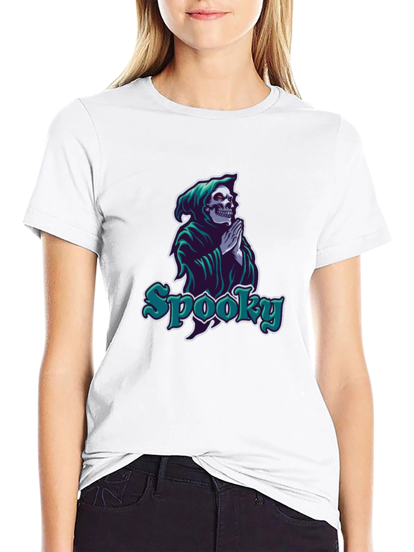 Spooky Skeleton Grim Reaper Graphic T-Shirt