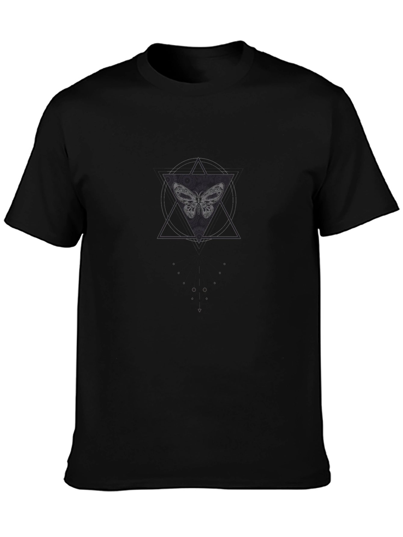 Butterfly Geometric Graphic Print Black Tee