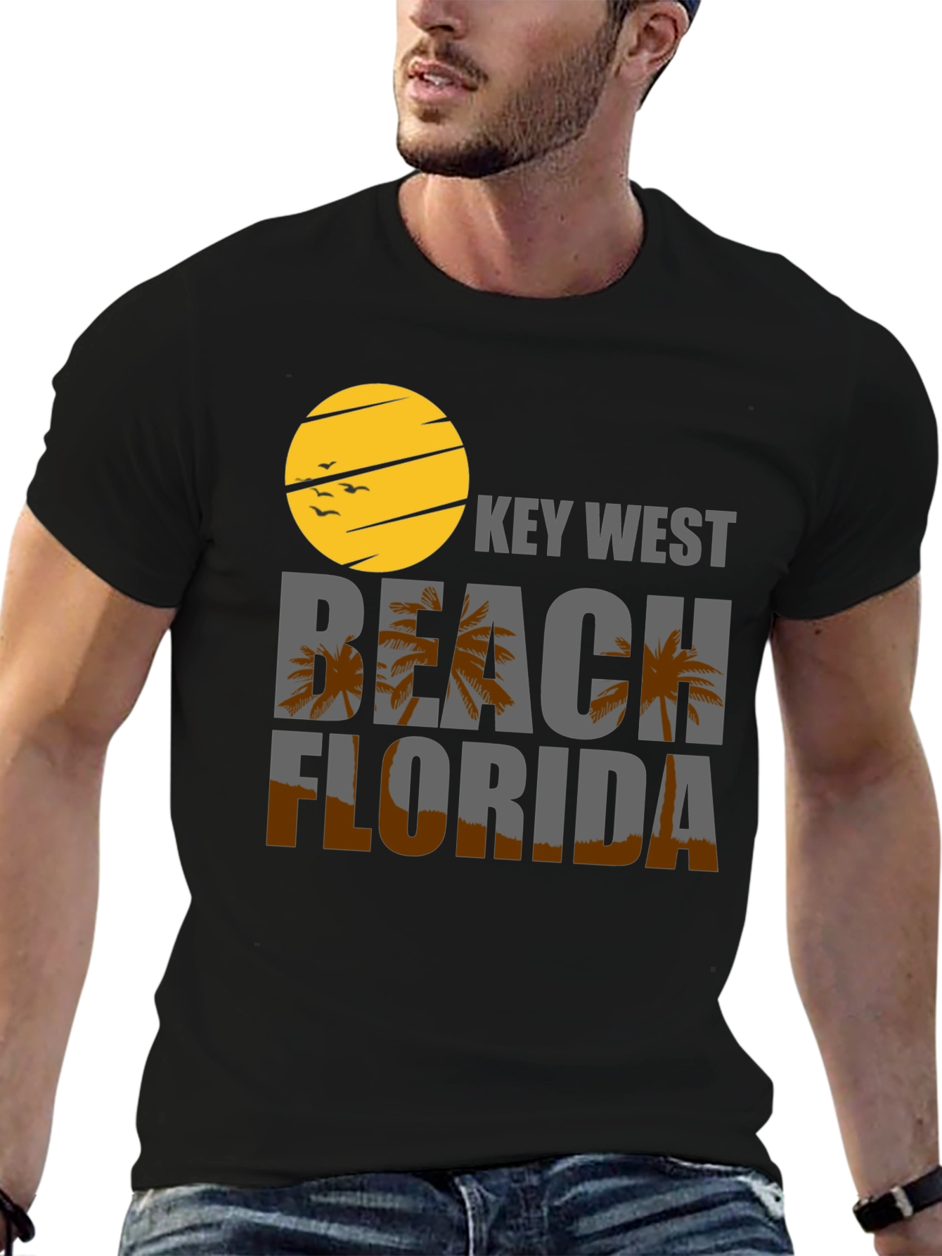 Key West Beach Florida Black T-Shirt