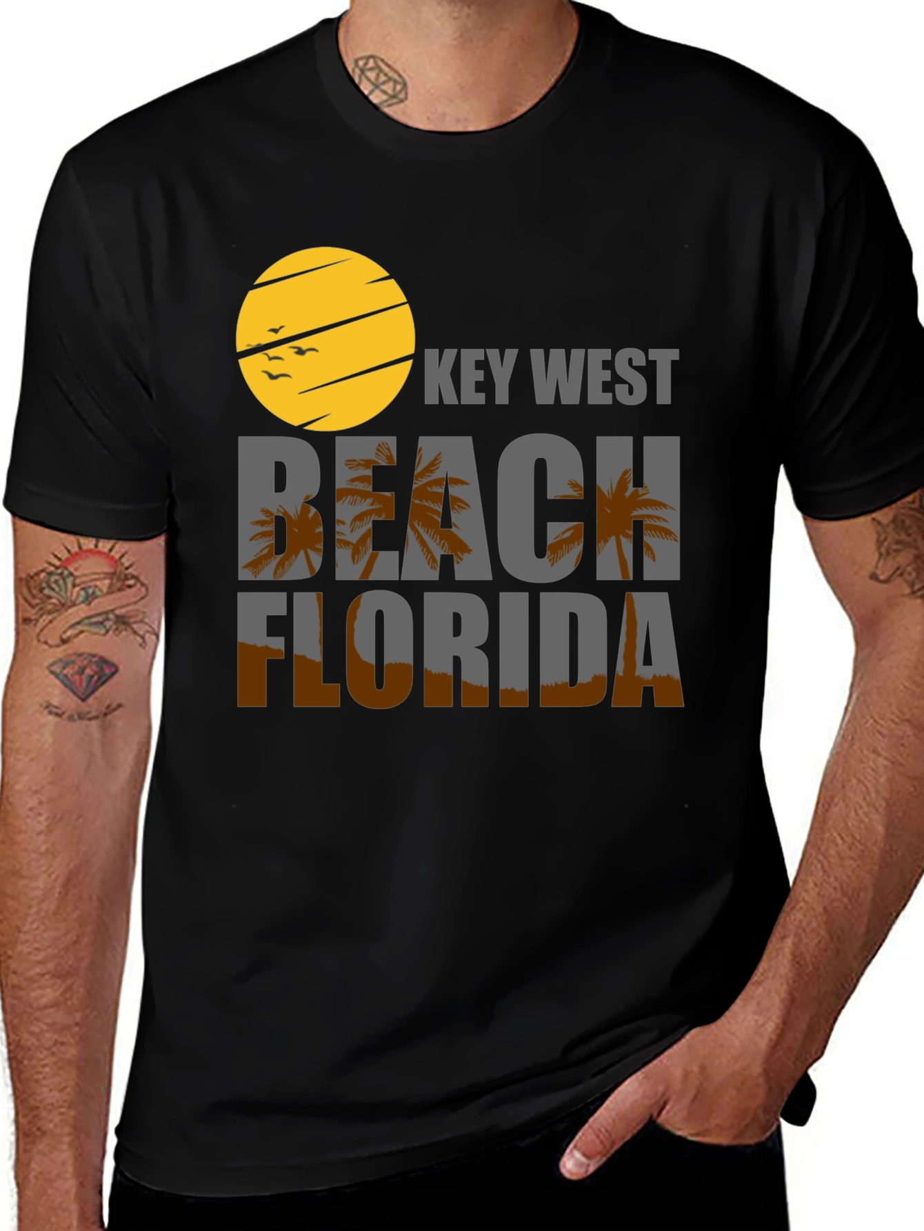 Key West Beach Florida Black T-Shirt