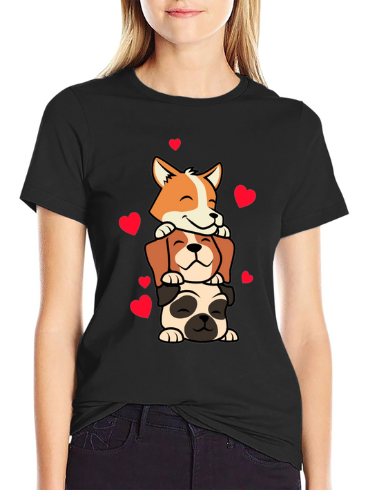 Cute Dog Stack T-Shirt - Corgi Beagle Pug