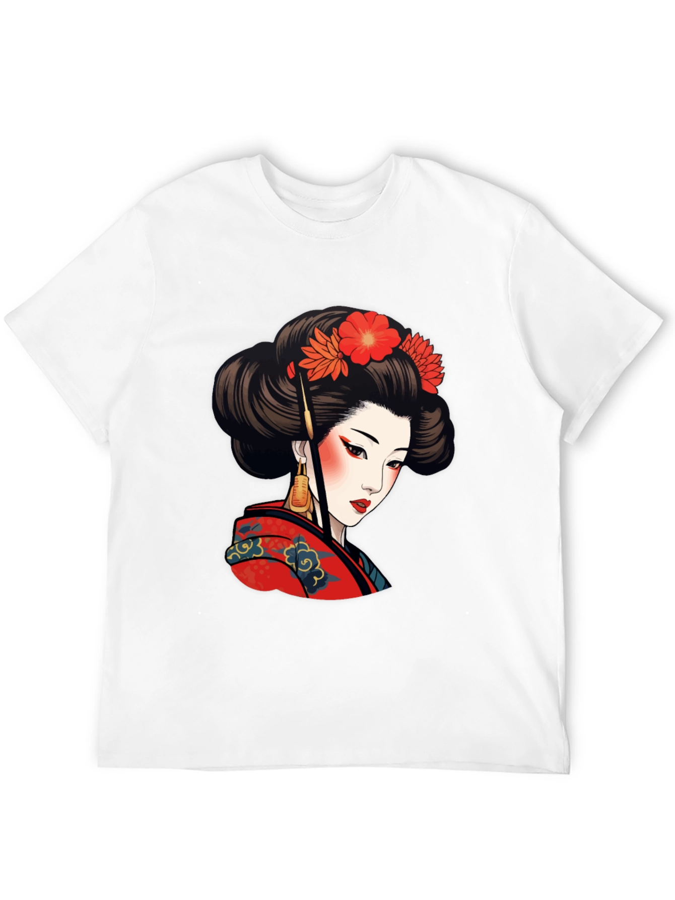 Geisha Art Graphic Tee - Stylish Black T-Shirt