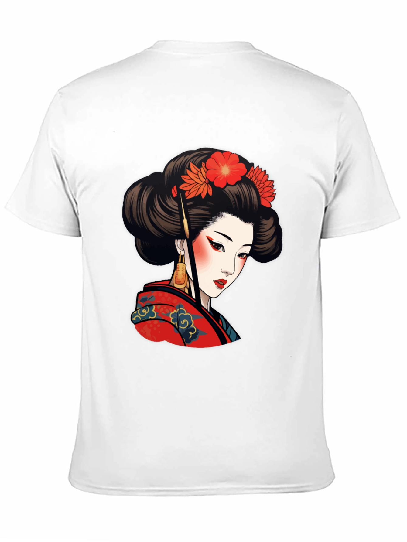 Geisha Art Graphic Tee - Stylish Black T-Shirt