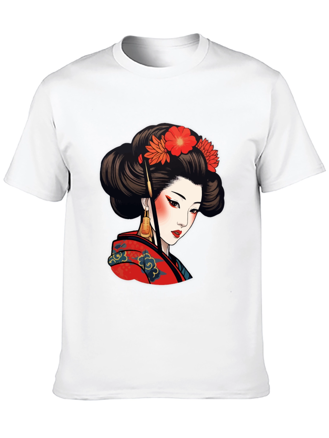 Geisha Art Graphic Tee - Stylish Black T-Shirt