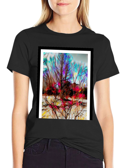 Abstract Winter Tree Art T-Shirt - Unique Design