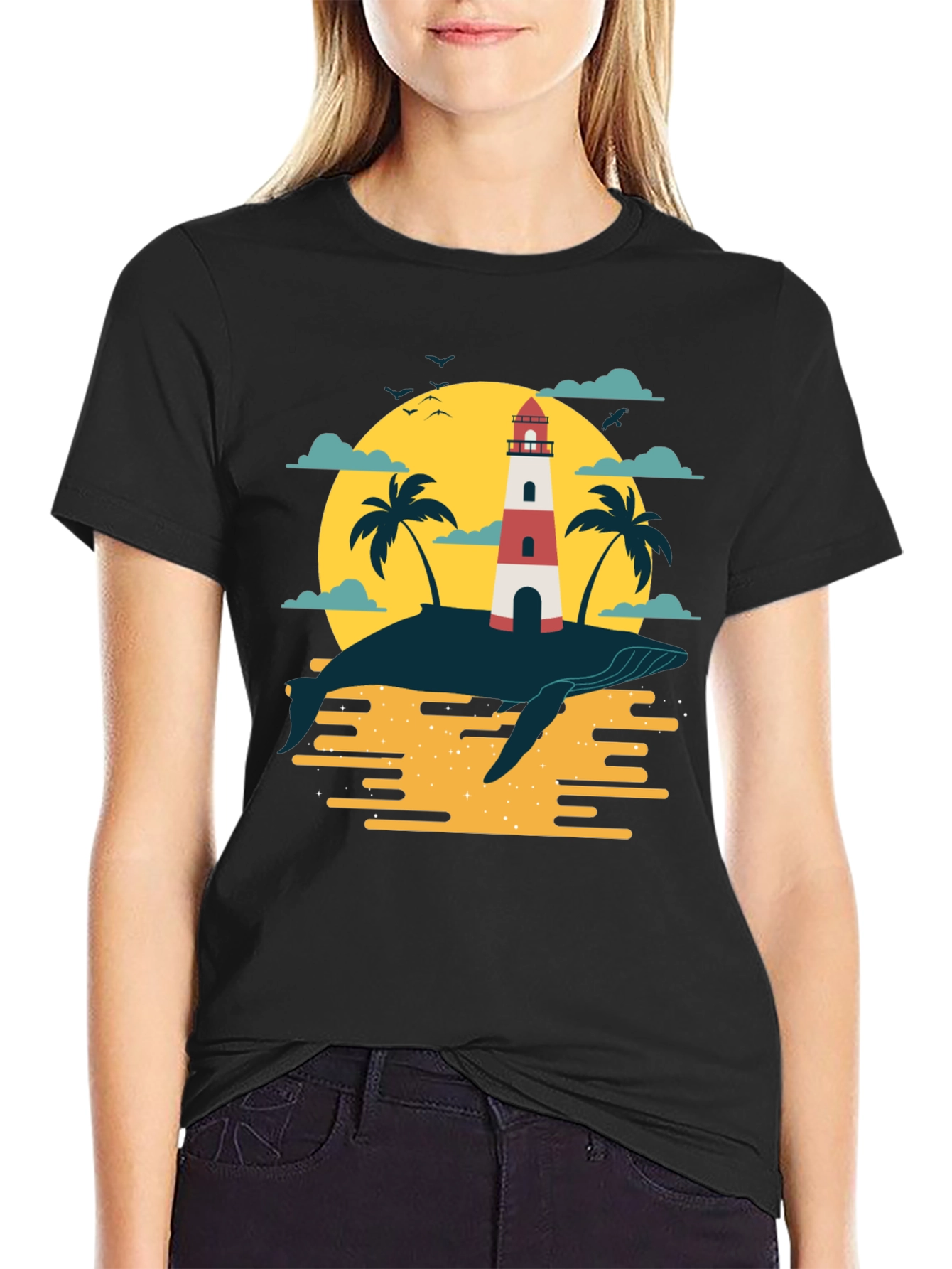 Whale Island Lighthouse Graphic T-Shirt