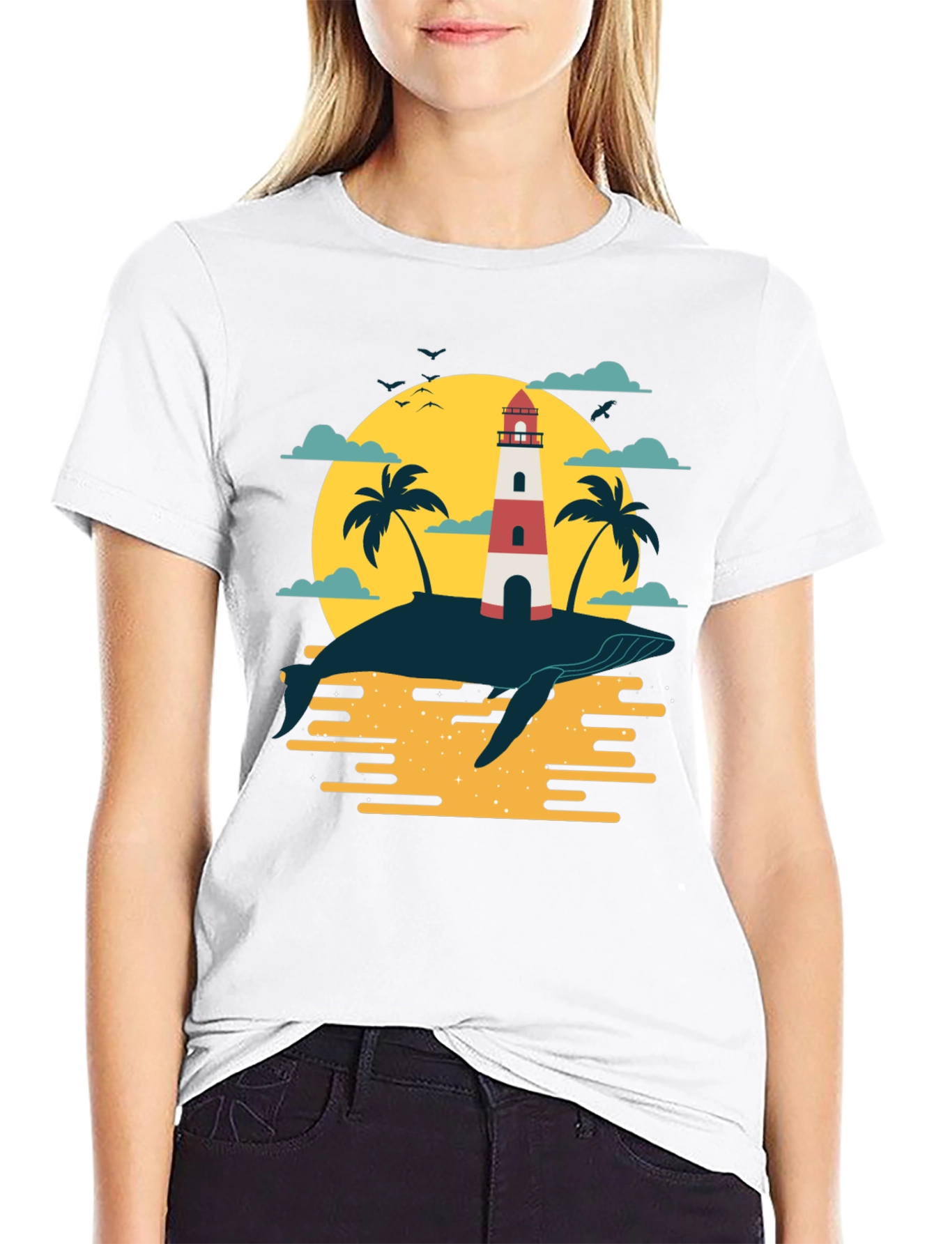 Whale Island Lighthouse Graphic T-Shirt