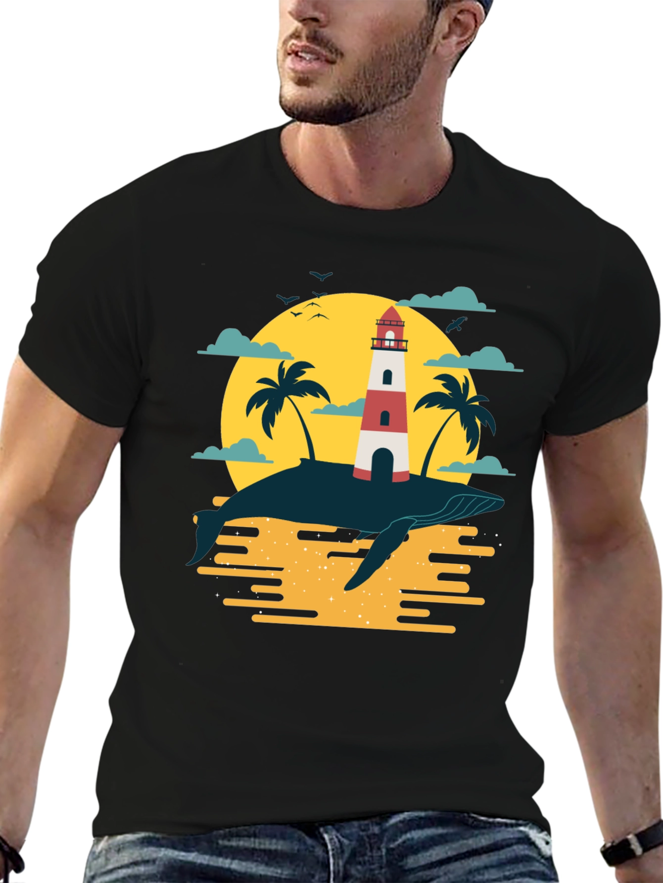 Whale Island Lighthouse Graphic T-Shirt
