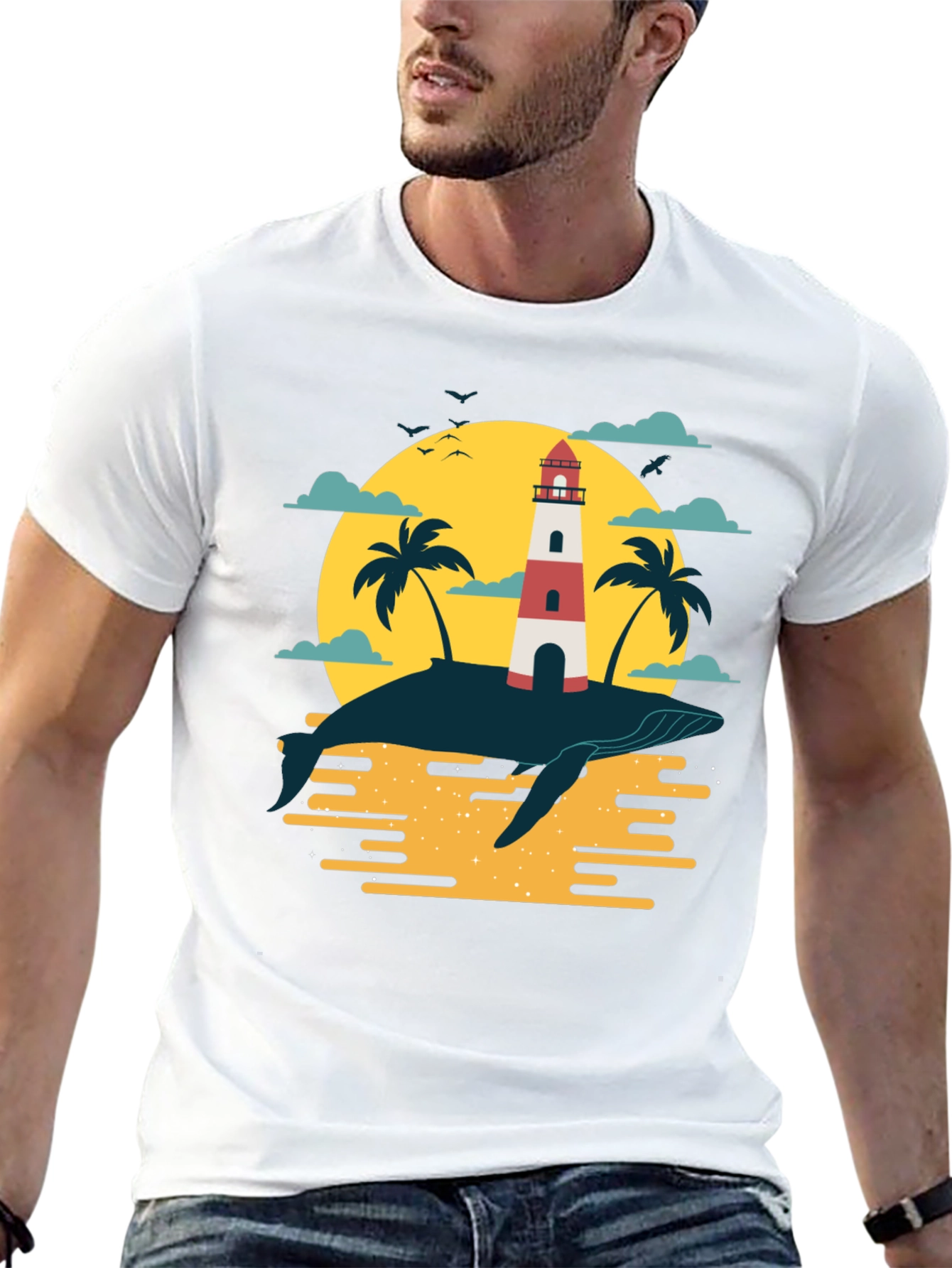 Whale Island Lighthouse Graphic T-Shirt