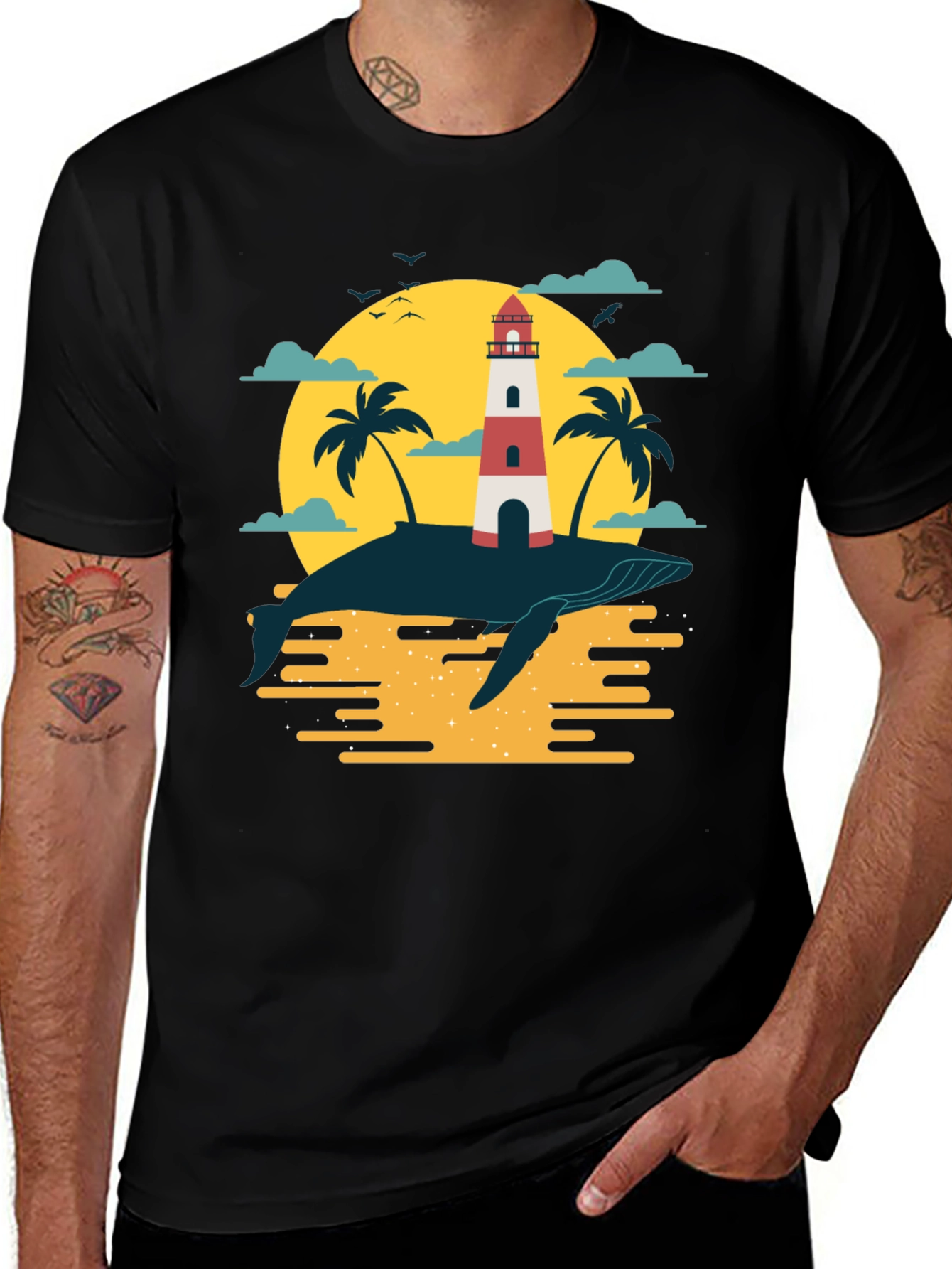 Whale Island Lighthouse Graphic T-Shirt