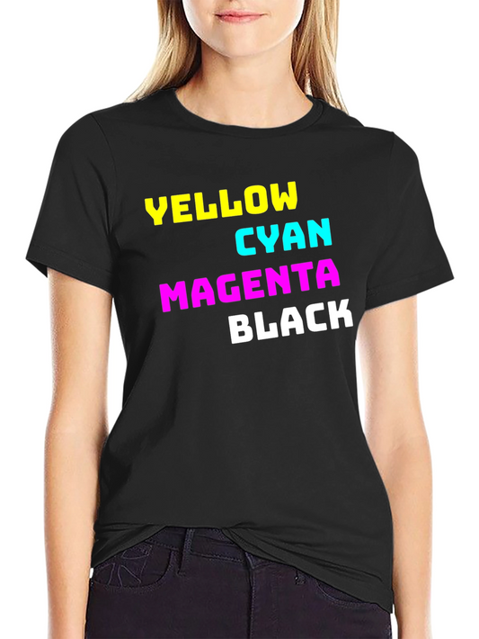 CMYK Color Mode Printed Black T-Shirt