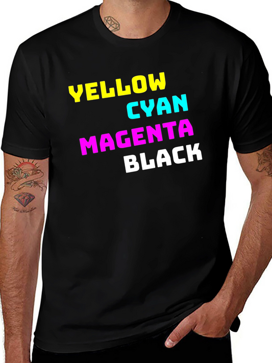 CMYK Color Mode Printed Black T-Shirt