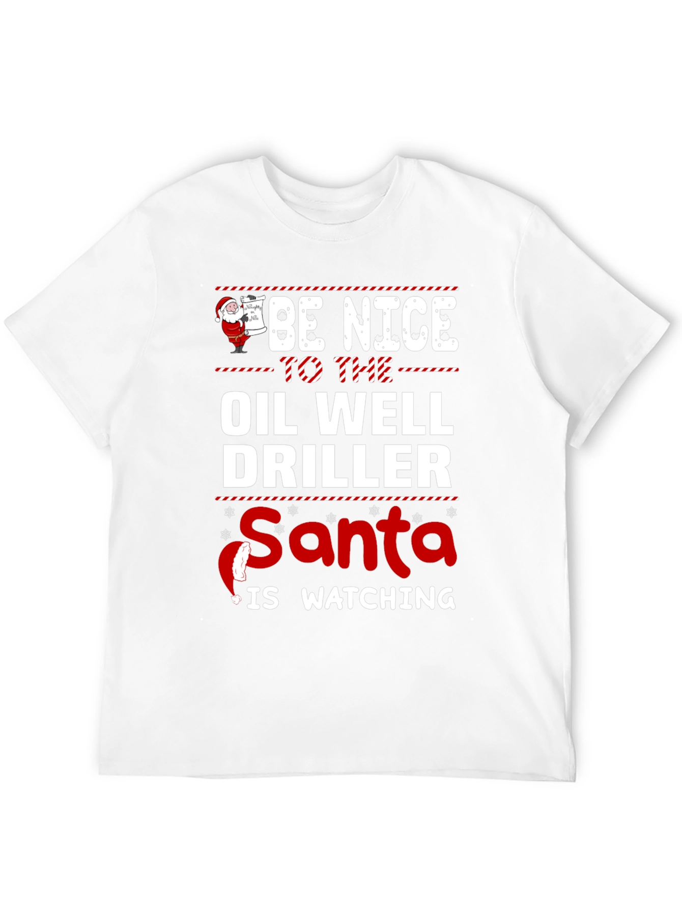 Funny Oil Well Driller Santa Watching Christmas T-Shirt